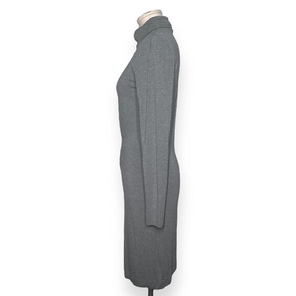 LOVE MOSCHINO Sheath Dress Turtleneck Long Sleeve Minimalist Chic Cocktail Gray - Picture 4 of 10